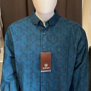 Ariat Men's Teal Paisley Button Down Shirt